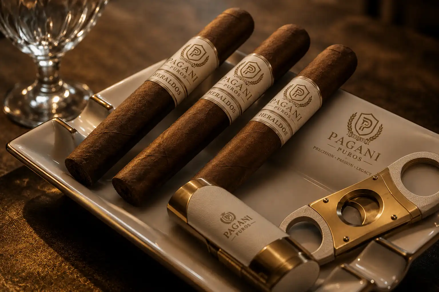 Heraldos cigars on presentation tray